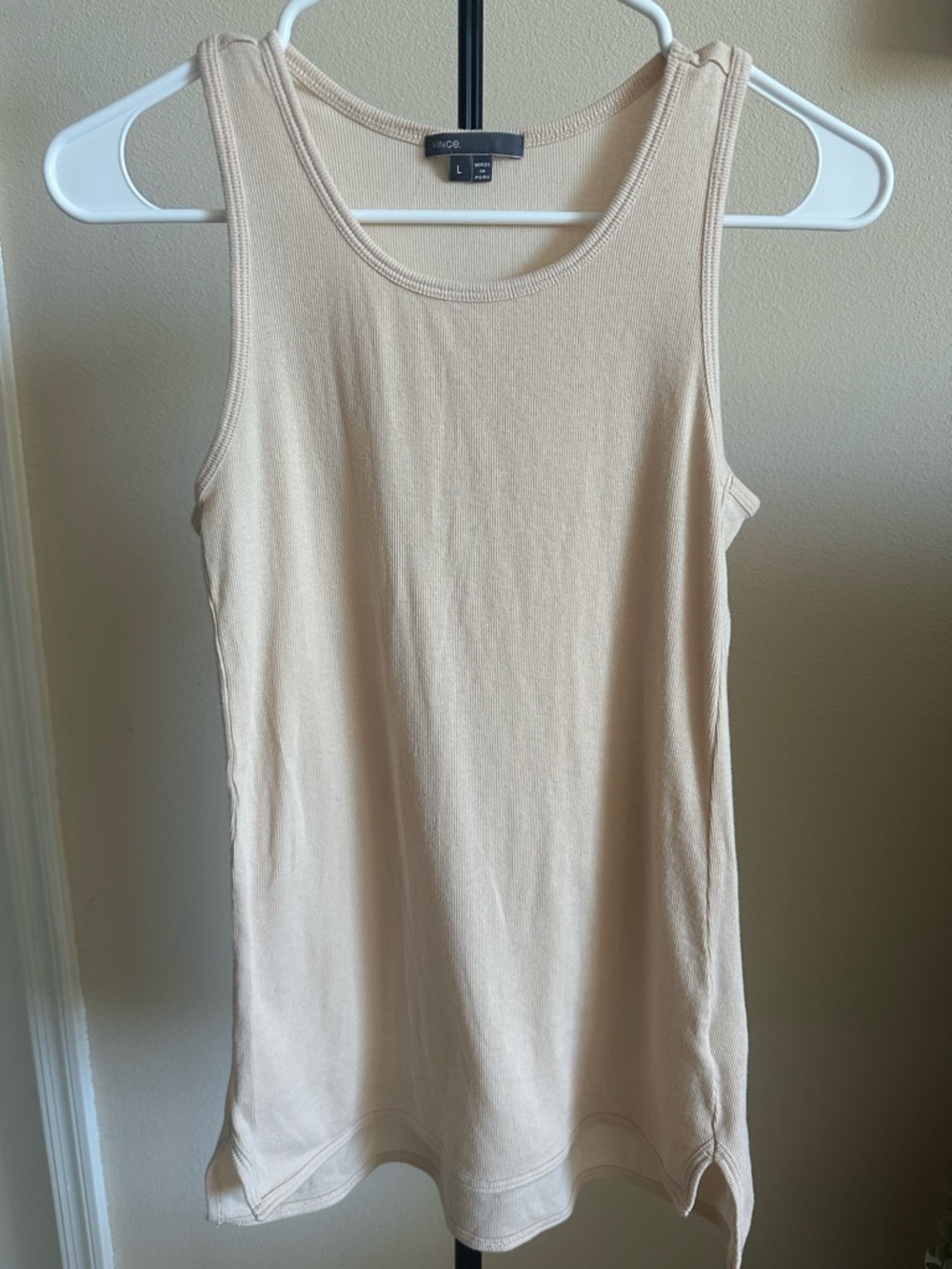 Vince Women's Cream Ribbed Tank Top